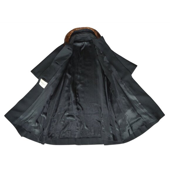 Vintage 60s Forstmann Mink Collar Black Formal Overcoat Womens Estimated Medium - Picture 9 of 11